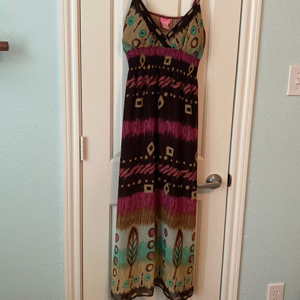 Fun print spaghetti strap maxi dress